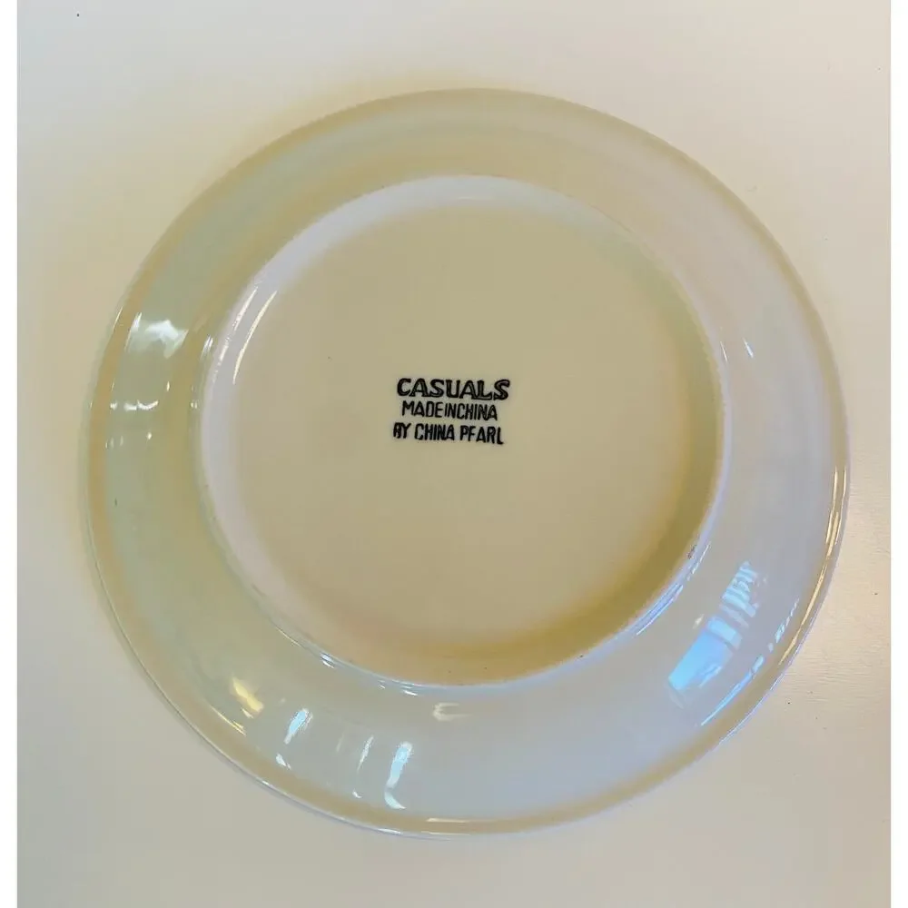VINTAGE Casuals by China Pearl Apple Red Green & White 7.5 inch Dessert Plate